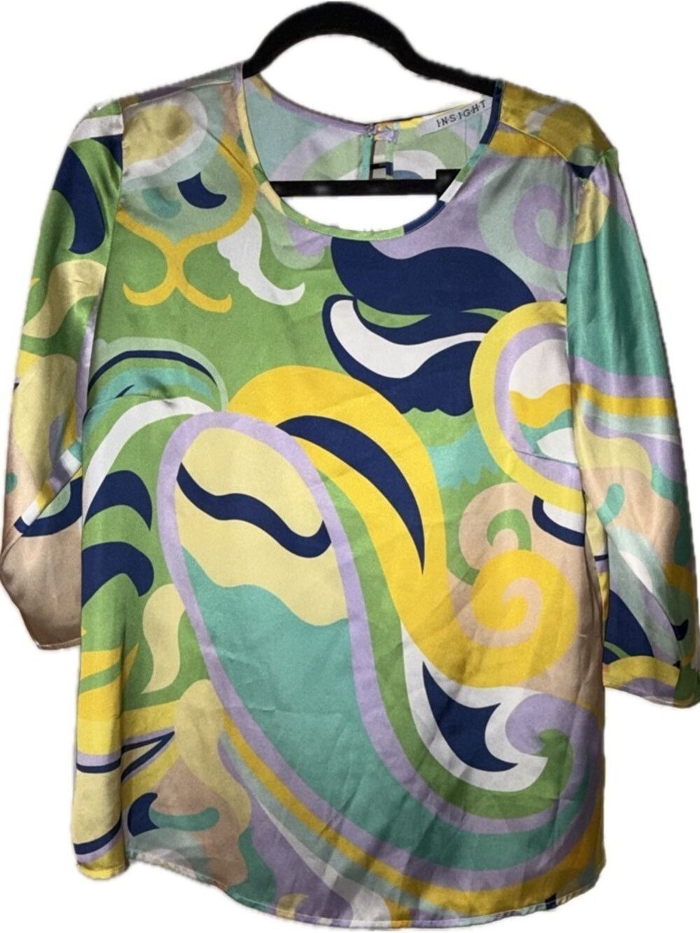 NWT Insight Vibrant Abstract Wave Print Top- Long Sleeve Silky